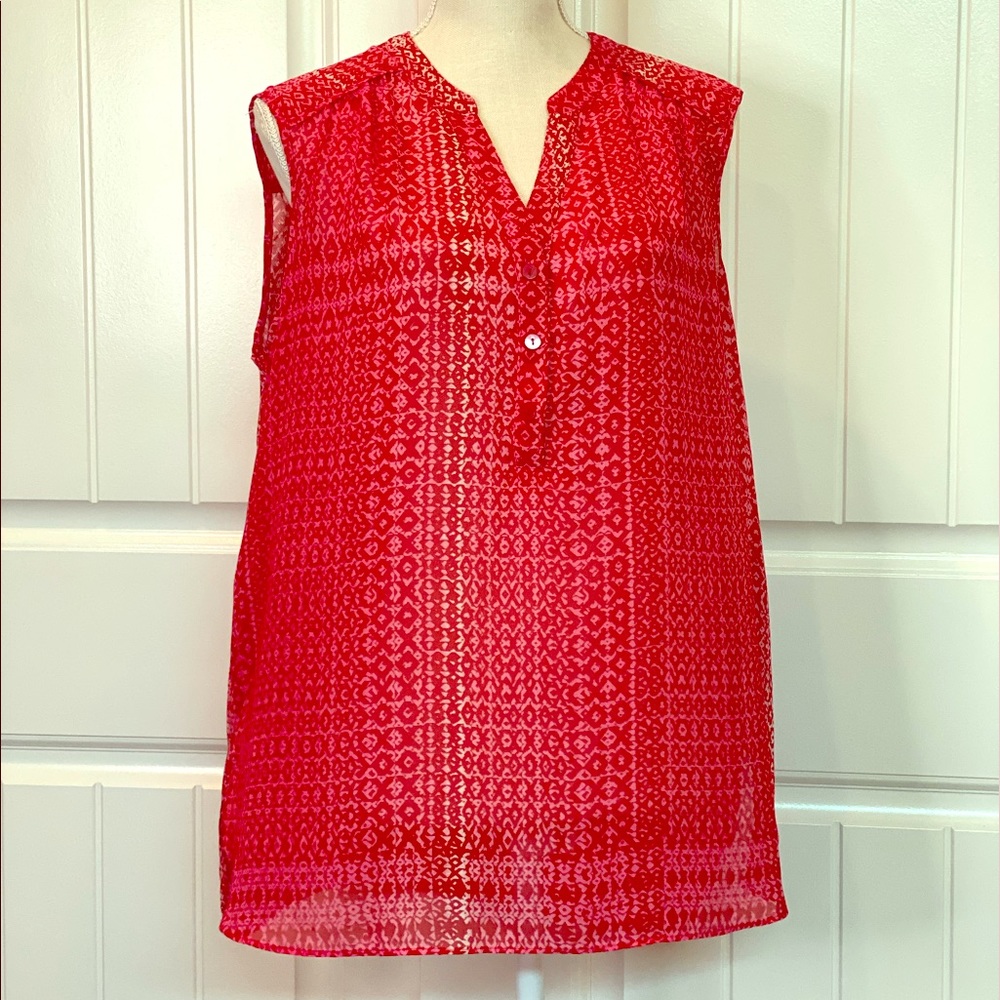 a.n.a Red Printed Sleeveless V-neck Top